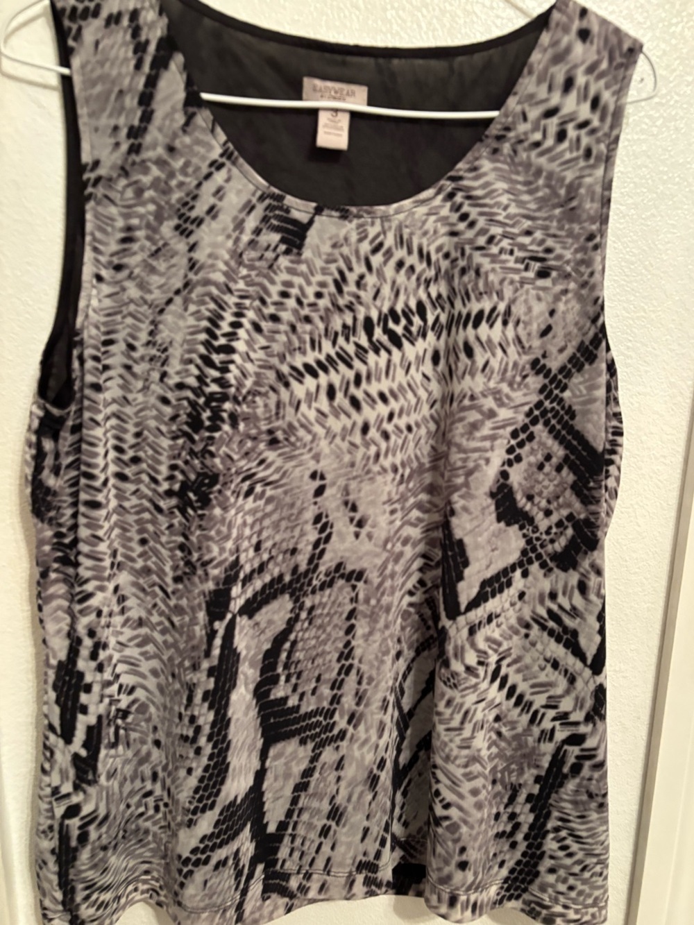 Chico's Black & Gray Sleeveless Printed Tank 16 /XL